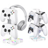 KDD Gaming Headphones Stand, Rotatable Headset Stand with Light Modes - Controller Holder with 2 USB Charging Ports and 3.5mm - Earphone Hanger Acces