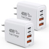 40W iPhone 17 16e 15 Charger Block Fast Charging,2Pack USB C Wall Charger,4-Port Fast USB Wall Adapter PD + QC Multiport Block Cube for iPhone 17 Air