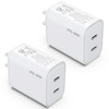 2Pack 40W USB C Charger Block, iGENJUN Dual USB-C Port Power Adapter - Phone Charger with Fast Charging Capability, Type C Wall Charger for iPhone 17