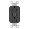 Legrand radiant TM826USBGCCV4 15 Amp Decorator Duplex Tamper Resistant Outlet Receptacle with 3.1A Type A USB Charger, Graphite (1 Count)