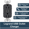 Legrand radiant TM826USBGCCV4 15 Amp Decorator Duplex Tamper Resistant Outlet Receptacle with 3.1A Type A USB Charger, Graphite (1 Count)