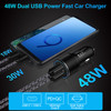 48W USB C Car Charger, All Metal 12V USB Outlet PD & QC 3.0 Fast Charge iPhone Car Charger Adapter Type C Flush Fit Car Plug for iPhone 17 16e 16 15
