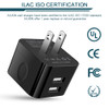 3Pack USB Wall Chargers, 2.4A Dual Port Fast Charger Block Square Flat Power AC Adapter Phone Brick Charging Station for iPhone, Samsung Galaxy, LG S