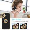 Fingic for iPhone 16 Plus Case[with 360°Rotatable Ring Holder][Support Magnetic Car Mount]Shiny Plating Gold Slim Thin Soft TPU Rugged Bumper Shockpr