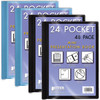 Mini Presentation Book, 5.5" x 8.5" (Half Page), 24 Pockets/48 Pages, 4 Pack, Small Poly Booklets with Clear Sleeves, 2 Black + 2 Blue with Clear Vie