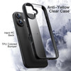 JETech Case for iPhone 16 6.1-Inch, Shockproof Phone Bumper Cover, Solid Color Matte TPU Frame, Anti-Scratch Clear Back (Black)