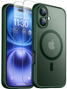SPIDERCASE Magnetic for iPhone 16 Plus Case,with 2 Pcs [Tempered Glass Screen Protector] Translucent Matte Back Slim Shockproof Protective Phone Case