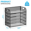 Marbrasse 5 Tier Paper Organizer Letter Tray, Mesh Desk File Organizer with Handle, Paper Sorter Desk Organizer for Home Office Supplies(Black)