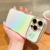 phylla for iPhone 16 Pro Max 5g 6.9" Phone Case Cute Curly Wave Frame Luxury Plated Iridescent Laser Love Hearts Pattern Rainbow Raised Lens Protecti