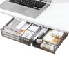 2 Pack Under Desk Storage Drawer Slide Out, Self Adhesive Under Table Drawer Organizer Dark