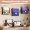 Yuzehuaza Mesh Wall File Holder, Hanging File Organizer, Mail Organizer Wall Mounted, 4 Packs Hanging Magazine Holder with Pencil Case for Classroom