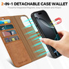 TUCCH Wallet Case for iPhone 16 Pro Max, [Removable] 2 in 1 [Wireless Charging] RFID Blocking [4 Card Slots] PU Leather Cover, Magnetic Detachable St