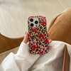 Cheetah Print Cherry Phone Case for iPhone 16 Pro(Not Max)Cute Pink Bow Aesthetic Leopard Print Women Girls Case Soft TPU Shockproof Protective Phone