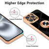 EYZUTAK Case for iPhone 16 Pro Max, Phone Case with 360° Rotatable Finger Ring Holder Kickstand Magnetic Car Mount Supported Shiny Plating Gold Edge