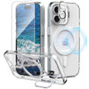 IDweel for iPhone 16 Case with Screen Protector & Camera Lens Protector,Compatible with MagSafe,Built-in Camera Stash Stand,Magnetic Hard Back Soft E