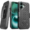 Designed for iPhone 16 Case with Belt Clip Holster - Kickstand Cover Phone Case - Black