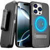 Designed for Apple iPhone 16 Pro Max Case with Belt Clip Holster - Compatible with MagSafe Magnetic Heavy Duty Phone Cover with Kickstand - Black