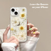 IAIYOXI for iPhone 16 Pro Clear Case with Pressed Real Flowers Design - Glitter Cute White Floral Pattern, Slim Soft TPU Protective Phone Cover for W
