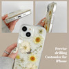 IAIYOXI for iPhone 16 Pro Clear Case with Pressed Real Flowers Design - Glitter Cute White Floral Pattern, Slim Soft TPU Protective Phone Cover for W