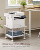 VASAGLE Heavy-Duty Printer Stand with Locking Wheels, 2-Tier Industrial Mobile Cart with Storage Shelf, Under Desk Printer Table for Home, Office, 13
