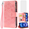 Asuwish Compatible with iPhone 16 6.1 inch Wallet Case and Tempered Glass Screen Protector Flower Leather Flip Credit Card Holder Cell Accessories Ph