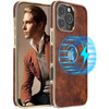 LOHASIC Designed for iPhone 16 Pro Max Case Compatible with MagSafe, Vegan Leather Slim Logo View Vintage Luxury Elegant Soft Grip Protective Cover P