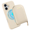 Hanman Magnetic Wallet Case for iPhone 16 Plus, RFID Blocking PU Leather Zipper Purse, Magnetic Wallet Card Holder, Beige