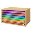 Prolee Construction Paper Organizer 20" x 13.5" x12.2",Soild Wooden Paper Organizer with 6-Tier Letter Trays, Desktop File Papers Sorter for Home, Cl