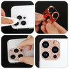 Omorro for iPhone 16 Pro Bling Camera Lens Cover Protector, 3D Glitter Crystal Diamond Rhinestone Anti-Scratch Shining Dots Metal Protective Decorati