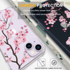 ENDIY Compatible with iPhone 14 Case Flower for Women Girls Girly Cute Phone Protector Clear with Design Cool Protective,Sakura Pink Peach Cherry Blo