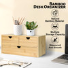SeekElegant Bamboo Desk Organizer, Desktop Organizer with 3 Drawer, Tabletop Storage Organization Box for Bills, Countertop, Home Office Supplies