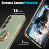 yuanming for Galaxy S24 FE Case,+Screen Protector,with Magnetic Kickstand,Built-in 360° Rotation Ring Holder,Plating Gold Edge Slim Soft TPU Shockpro