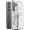 Ranz Case for Galaxy S24 FE, Anti-Scratch Shockproof Series Clear Hard PC+ TPU Bumper Protective Cover Case for Samsung Galaxy S24 FE - White Flower