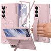YQODSZ for Samsung Galaxy Z Fold 6 Case with Finger Strap, S Pen Holder & Stylus, Z Fold 6 Kickstand Case with Hand Strap, Hinge Protection, Screen P