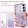 CCSmall Bling Case for Samsung Galaxy S24 FE with Crossbody Lanyard, Cute Sparkle Glitter Diamond Flower Shoulder Strap Wristband Protective Case Cov
