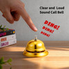 Ciieeo Desk Bell Gold Call Bell Service Bell Ring Bell with Metal Construction 3.35 Inch Call Bells for Christmas Hotels Restaurants Dinner Games Rec