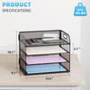 Marbrasse 4 Tier Paper Organizer Letter Tray - Mesh Desk File Organizer with Handle, Paper Sorter Organizer for Letter/A4 Office File Folder Holder (