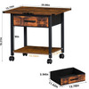Lerliuo Under Desk Rolling Printer Stand with Drawer, 2-Tier Industrial Mobile Printer Table Desk with Storage Shelf and Steel Frame, Printer Cart Ho