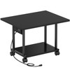 Asgolion Printer Table, 2-Tier Under Desk Printer Stand with Charging Station, Printer Stand with Wheels, PrinterShelf for Small Spaces, Printer Cart