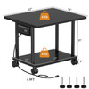 Asgolion Printer Table, 2-Tier Under Desk Printer Stand with Charging Station, Printer Stand with Wheels, PrinterShelf for Small Spaces, Printer Cart