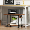 Asgolion Printer Table, 2-Tier Under Desk Printer Stand with Charging Station, Printer Stand with Wheels, Printer Shelf for Small Spaces, PrinterCart