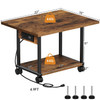 Asgolion Printer Table, 2-Tier Under Desk Printer Stand with Charging Station, Printer Stand with Wheels, Printer Shelf for Small Spaces, PrinterCart