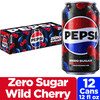 Pepsi Zero Sugar Cola Soda, Wild Cherry, 12 Fl Oz Cans (Pack of 12)