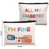 2 Pieces Diabetic Supplies All My Diabetes Funny Organizer Travel Bag Canvas Bag Diabetic Emergency Canvas Bag Toiletry Make up Zipper Pouch Case for