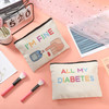 2 Pieces Diabetic Supplies All My Diabetes Funny Organizer Travel Bag Canvas Bag Diabetic Emergency Canvas Bag Toiletry Make up Zipper Pouch Case for