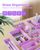 BiuLeon 25 PCS Plastic Drawer Organizers Set, 4-Sizes Vanity and Makeup Organizer, Desk and bathroom Drawer Organizer Trays, Organizers and Storage f