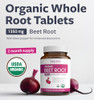 USDA Organic Beet Root Powder (120 Tablets) 1350mg Beets Per Serving with Black Pepper for Extra Absorption - Super Antioxidant and Nitrate Supplemen