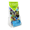 SourceOne Trifold Brochure Holder for 4 x 9 Booklets  with Business Card Container  Clear Acrylic Countertop Organizer