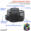 ANSSDO Rotating Pen Holder for Desk, Pencil Holder for Desk, Desktop Office Supplies Storage Organizer Caddy Rack, Black Metal Mesh Office Supplies O