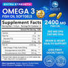 Omega 3 Fish Oil 2400 mg - Triple Strength Fish Oil Omega 3 Capsules - Essential Fatty Acids EPA & DHA Supplement - Best Brain & Heart Health Support